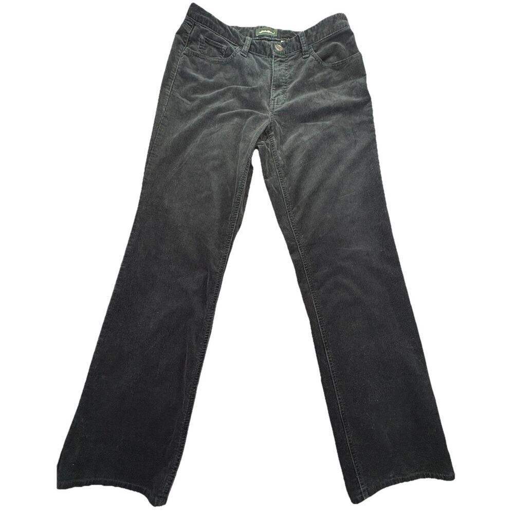 Eddie Bauer Black Corduroy Women’s Straight Leg Mid Rise Pants Size 8 - Picture 1 of 11